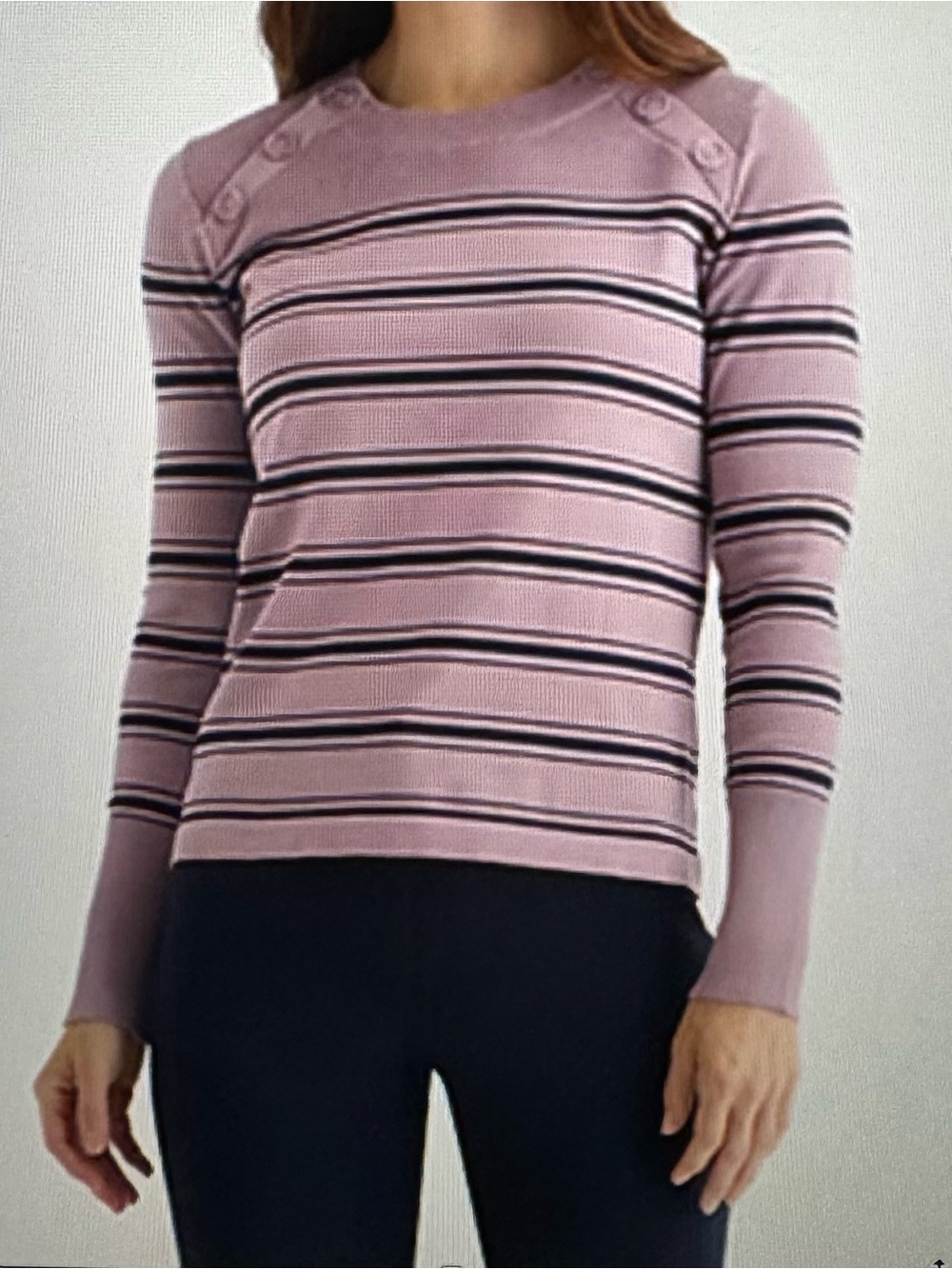 Liz Claiborne Purple Striped Crewneck Sweater